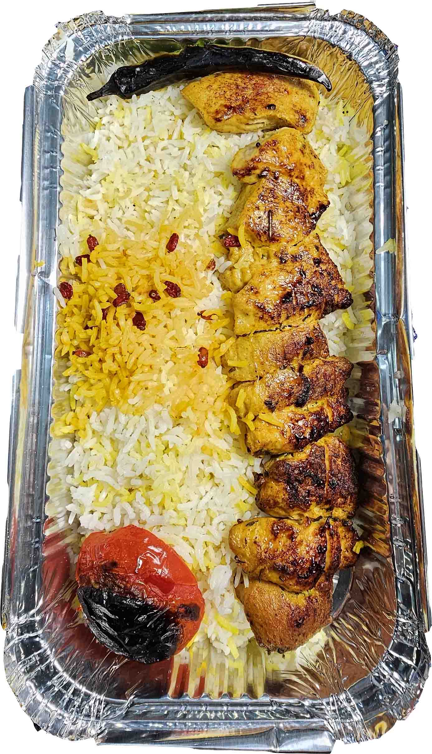کباب جوجه سینه زعفرانی